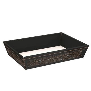 Corbeille carton rectangle SAVOUREUX noir/cuivre/vernis slectif livre  plat