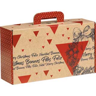 Valisette carton kraft rectangle Bonnes Ftes vintage/rouge