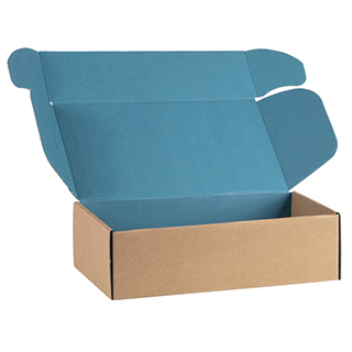 Coffret carton kraft rectangle coloris bleu livr  plat 