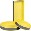 Corbeille carton rectangle gris/motifs jaunes 