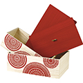 Coffret bois rectangle nature/rouge dcor mandala angles arrondis 