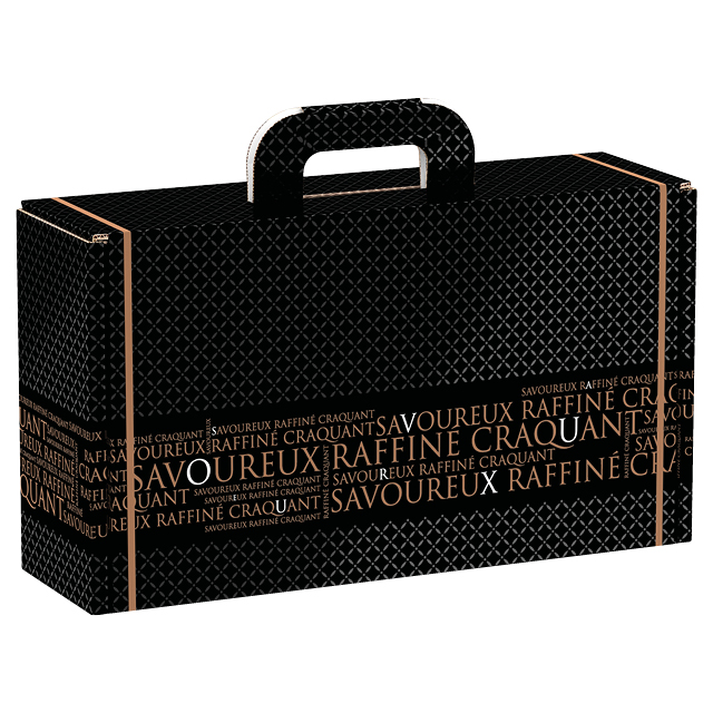 Suitcase cardboard rectangular  SAVOUREUX black/copper 