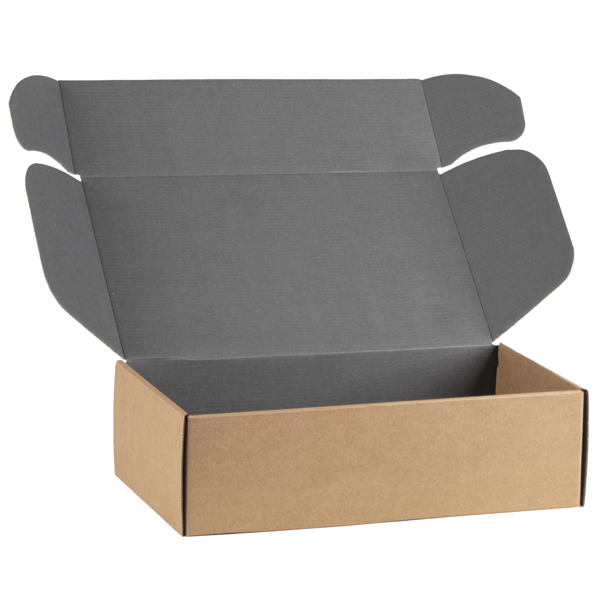 Caja cartn kraft rectangular gris entrega plana (para montar) 