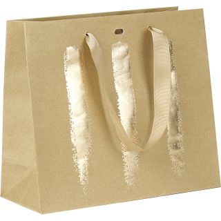 Bolsa papel kraft/dorado/asas cinta/ojal