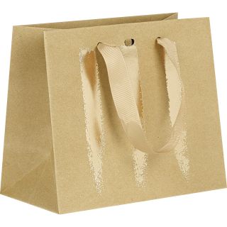 Bag paper kraft/gold ribbon handles eyelet
