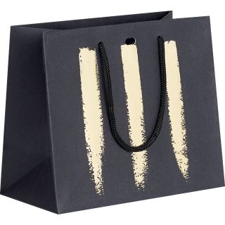 Bag paper black/gold ribbon handles eyelet