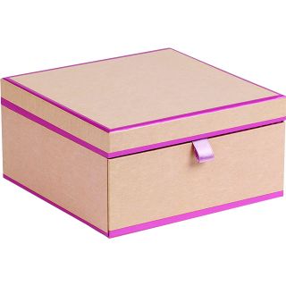 Caja cartn cuadrada 2 niveles con cajn kraft/rosa 2 x 4 lneas