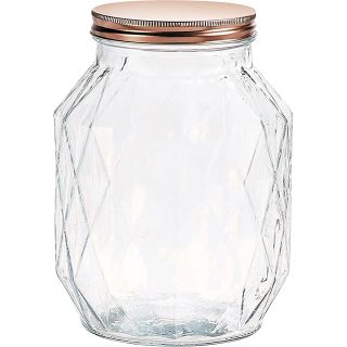Frasco de vidro facetado com tampa de rosca cobre cerca de 3020 ml 