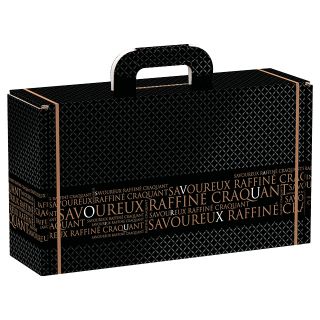 Suitcase cardboard rectangular  SAVOUREUX black/copper 