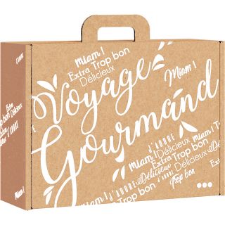 Case Rectangular Kraft Cardboard, Voyage Gourmand, white