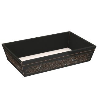 Bandeja cartn rectangular SAVOUREUX cobre/negro/impresin UV entrega plana (para montar)