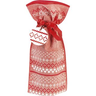 Saco fita de polipropileno com lao cetim vermelho/branco/vermelho no tecido/etiqueta 