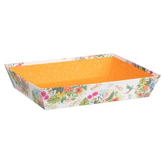 Bandeja carto retangular laranja/flores