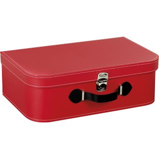 Maleta de cartn rectangular rojo asa smil piel/ cierre metlico