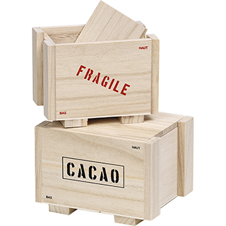 Caixa madeira retangular CACAO-FRAGILE natural 