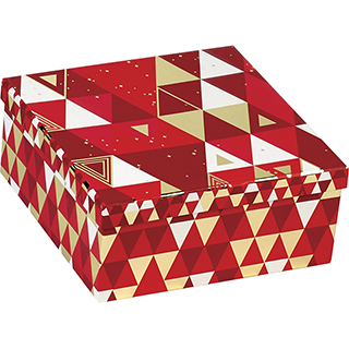 Caja de cartn cuadrado rojo/blanco/estampacin en caliente dorado tringulo 
