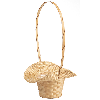 Basket bamboo natural fixed handle