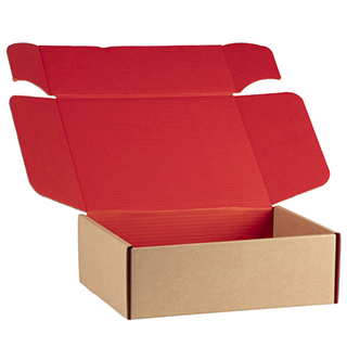 Caixa carto kraft retangular vermelho entregue plano (para montar)