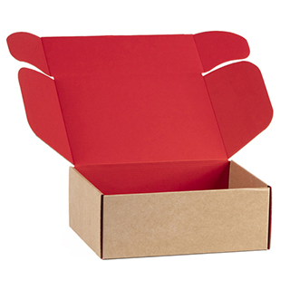 Caixa carto kraft rectangular vermelho entregue plano (para montar)