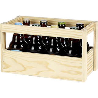 Caixa de madeira pinho 8 garrafas de cerveja 33cl Steinie Int.Dim