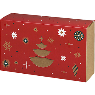 Box cardboard kraft rectangle sleeve MERRY CHRISTMAS red internal dimensions