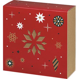 Box cardboard kraft square sleeve red Bonnes Ftes internal dimensions