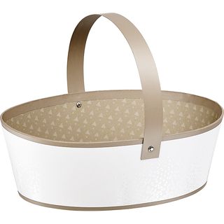Basket cardboard oval LIGHTS AND SHADOWS white/brown/UV printing foldable handle