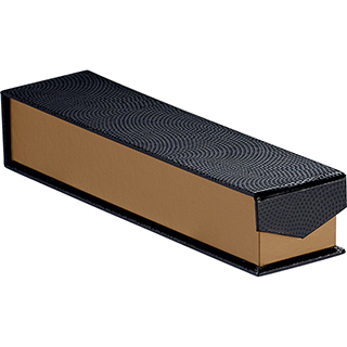 Caja cartn rectangular chocolates 1 lnea cobre/negro impresin UV cierre magntico