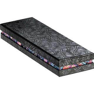 Box cardboard rectangular chocolates 2 rows black/UV printing/tropical