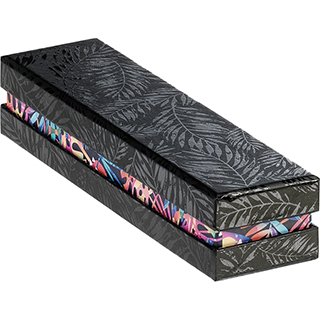 Box cardboard rectangular chocolates 1 row black/UV printing/tropical