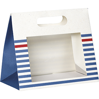 Bolsa papel blanco/azul/rojo ventana PET cierre adhesivo EL MAR