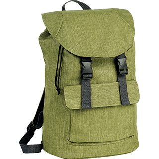 Backpack rectangular green/grey 3 pockets adjustable handles 19L 