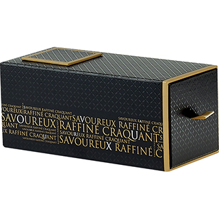 Caja de cartn rectangular 2 compartimentos POP UP SAVOUREUX cobre/negro impresin UV