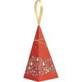 Pyramid paper MERRY CHRISTMAS red/white/gold  satin ribbon 