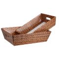 Tray cardboard rectangular with handles wicker decor delivered flat (dimension assembled)