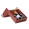 Box wine cardboard kraft/burgundy 3 bottles delivered flat
