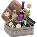 Coffret carton carr marron effet bois/motifs