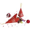 Pyramide papier BONNES FETES rouge/blanc/dorure or ruban satin 