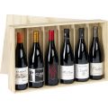 Caja de vino de madera de pino 1x6 botellas Burdeos con tapa corredera Dim Int.