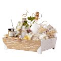 Tray cardboard rectangular with legs Bonnes Ftes kraft/white delivered flat (dimension assembled)