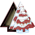 Box cardboard Christmas tree MERRY CHRISTMAS shape red/white/gold hot foil stamping 