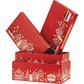 Caja cartn rectangular FELIZ NAVIDAD rojo/estampacin en caliente dorado 