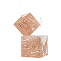 Box cardboard square MERRY CHRISTMAS kraft/white/gold hot foil stamping white cord side closure delivered flat