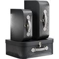 Suitcase cardboard rectangular LIGHTS AND SHADOWS grey/UV printing faux leather handle/metal buckle