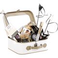 Suitcase cardboard rectangular LIGHTS AND SHADOWS white/brown/UV printing faux leather handle/ metal buckle