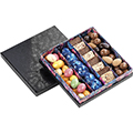 Box cardboard square chocolates 4 rows black/UV printing/tropical