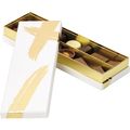 Caixa carto retangular chocolates 2 linhas ASSINATURA branco/estampagem a quente ouro