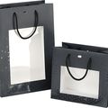 Bag paper LIGHTS AND SHADOWS grey/UV printing PET window cord handles grey eyelet